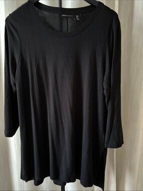 JNY Collection Women's Black Long Sleeve Tunic Side Slits